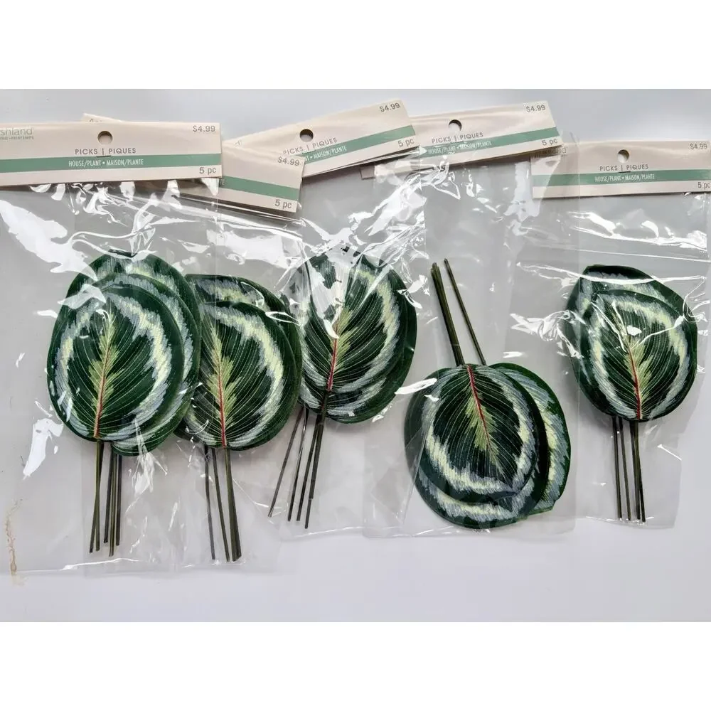 Medallion Plant Floral Picks Florist Supply Set of 25 Leaves Calathea Roseopicta